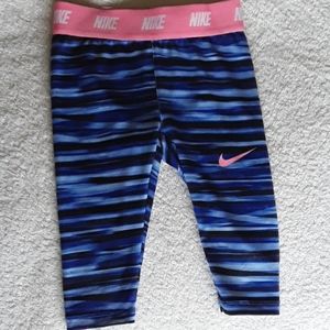 Nike Dri-fit Blue Stripped Leggings Capri Pants Size 4